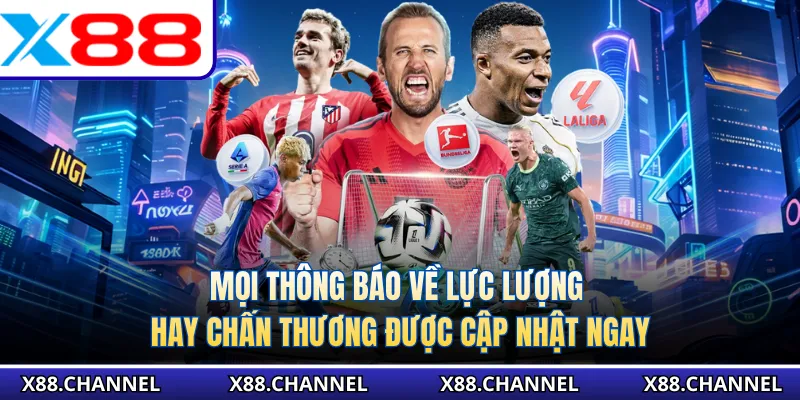 Mọi thông báo về lực lượng hay chấn thương được cập nhật ngay